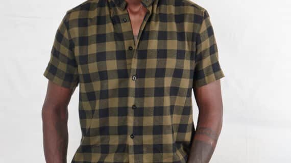 Green and black Checkered Short Sleeved Shirt