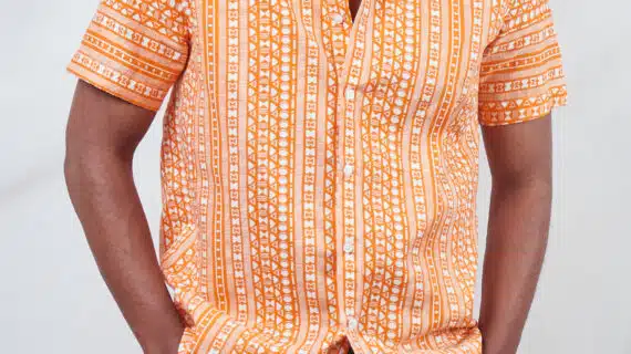 Orange Tribal Print Men's Shirt