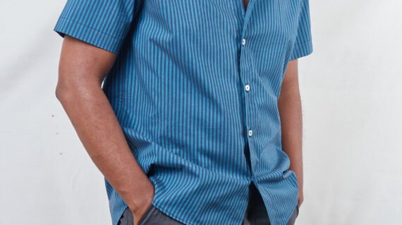 Blue And navy Striped Button-Down Shirt