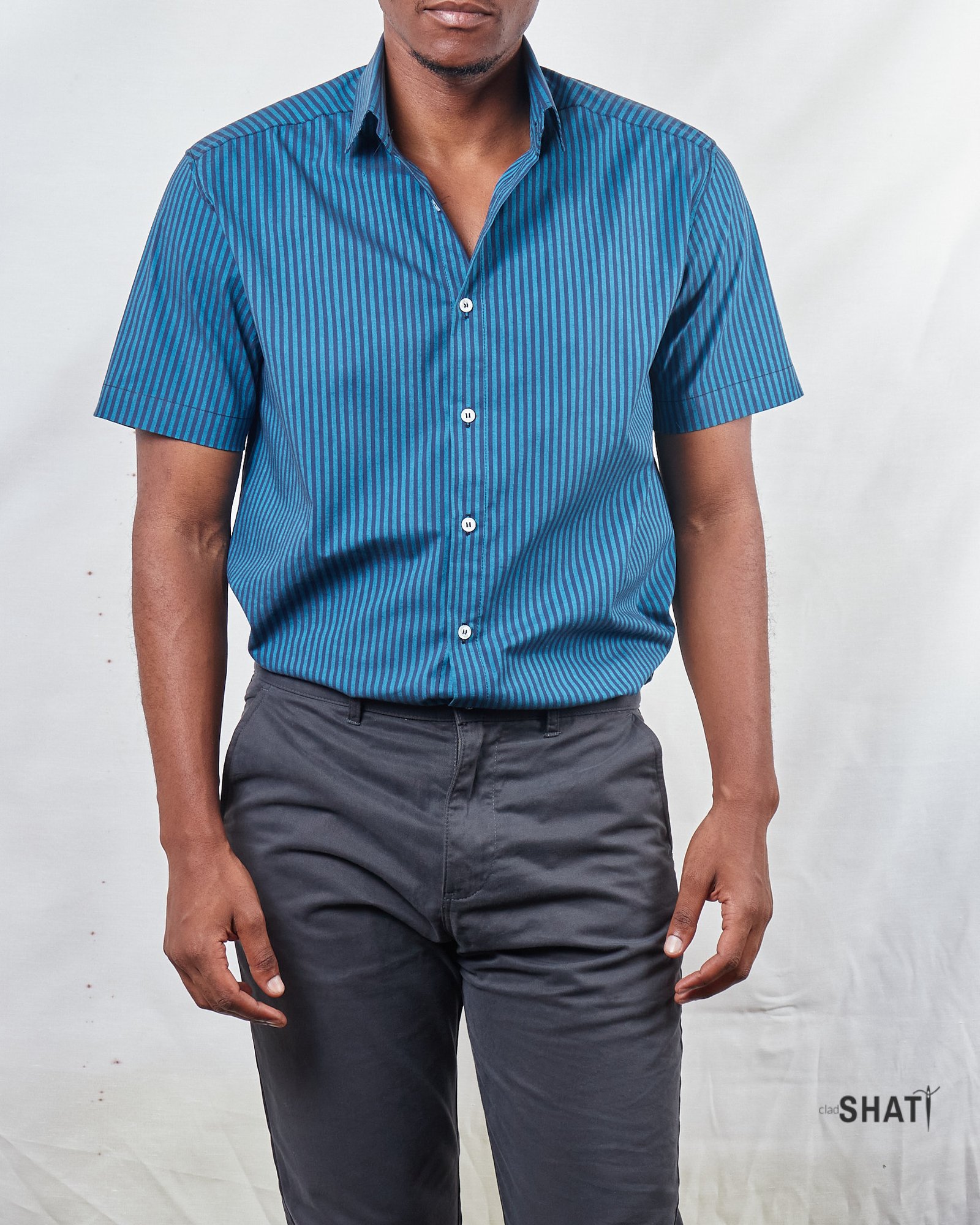 Blue And navy Striped Button-Down Shirt - Image 2