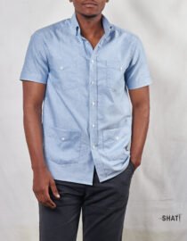 The "Patriarch" Four Pocket Blue Oxford Men's Shirt