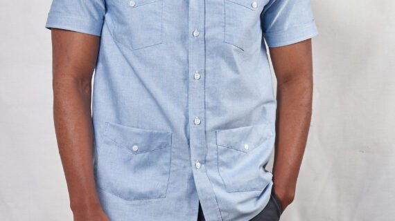The "Patriarch" Four Pocket Blue Oxford Men's Shirt