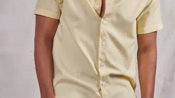 Yellow Chinese Collar Men's Shirt