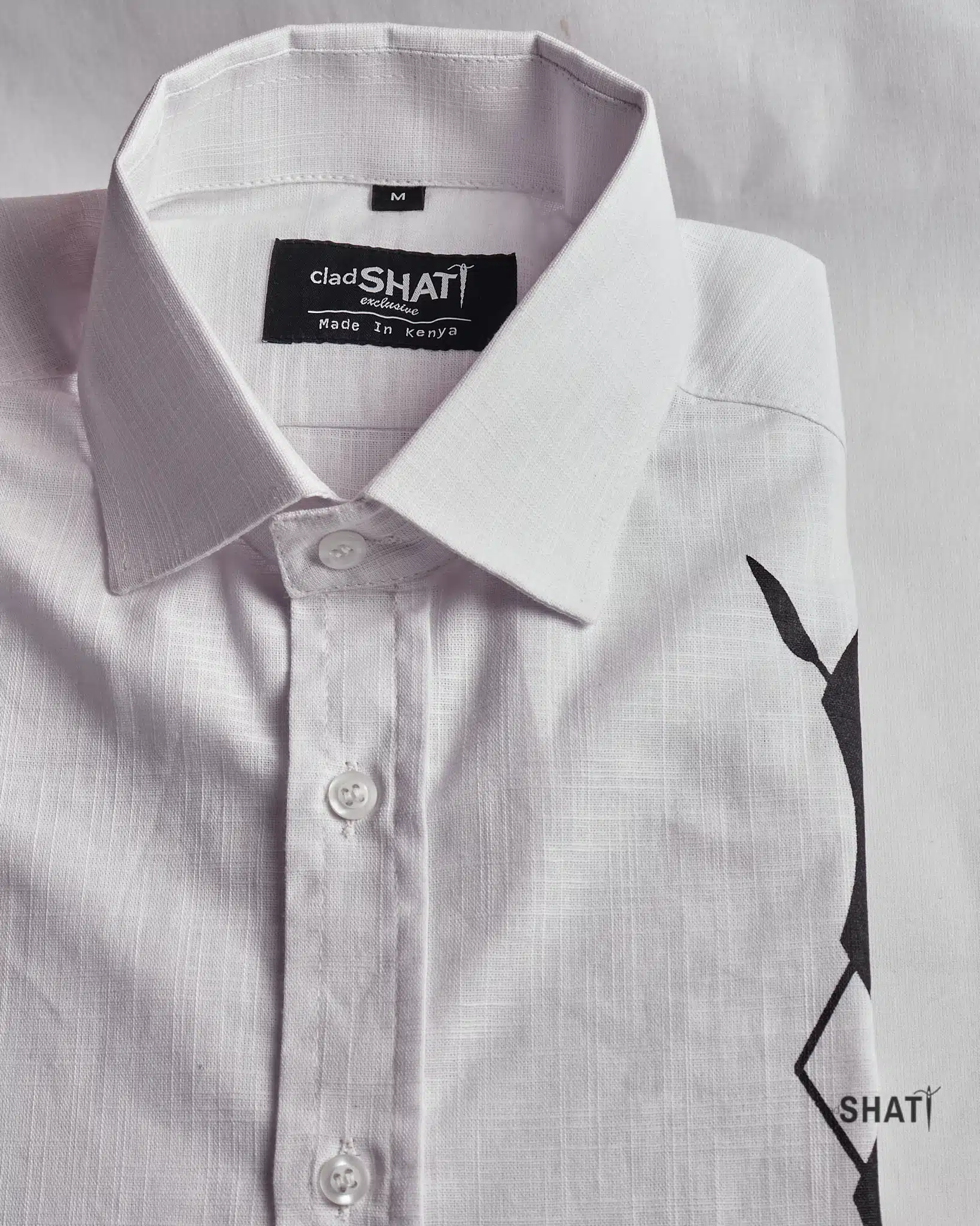 Harambee white Prewashed  Linen Short Sleeved Mens Shirt - Image 5